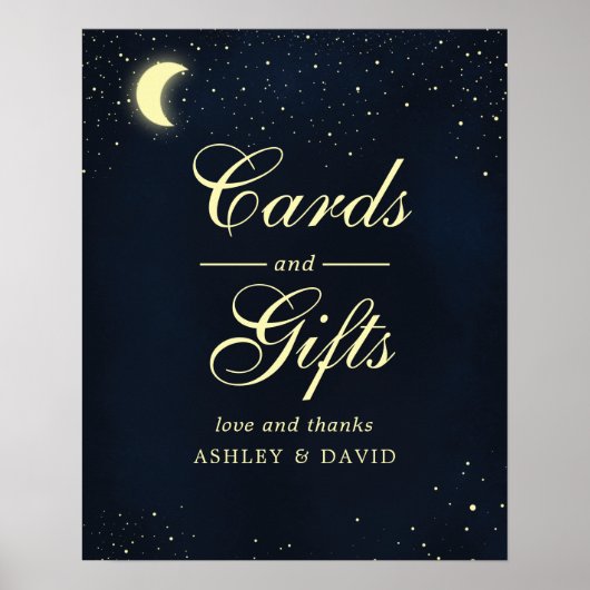 天月の星ミッドナイトブルーカード&ギフト ポスター (正面)