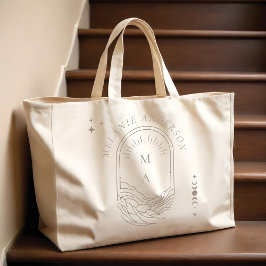 天月の星モノグラムボホブリデスメイド名 ラージトートバッグ