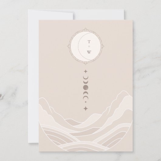 天月の星モノグラム日付写真を保存 招待状 (裏面)