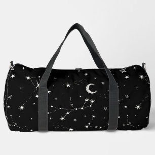 天月の星星座は黒 ダッフルバッグ