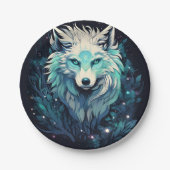天月の野生オオカミ ペーパープレート (正面)