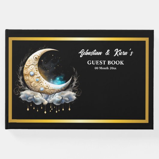 天月カップルのシルエット星空の夜 ゲストブック (正面)