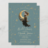 天月ガールスターズミントグリーンブライダルシャワー 招待状 (正面/裏面)