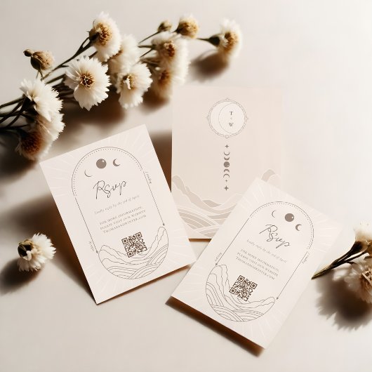 天月スターホリスティックモノグラムQRコードRSVP 出欠カード