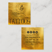 天月タトゥーサロン金ゴールドメタリック スクエア名刺 (正面/裏面)