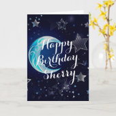 天月パーソナライズされた誕生日カード カード (黄色い花)