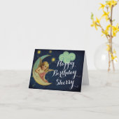 天月パーソナライズされた誕生日カード カード (黄色い花)