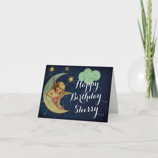 天月パーソナライズされた誕生日カード カード (正面)