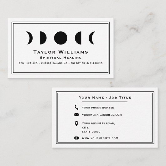 天月フェイズスピリチュアルヒーラー白黒 名刺 (正面/裏面)