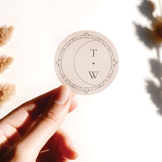 天月ミニマル星モノグラ結婚ム ラウンドシール