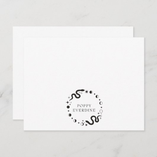 天月相スネークロパーソナライズされたゴ ノートカード (正面/裏面)