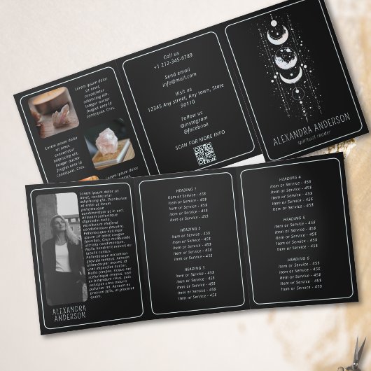 天月相神秘的スピリチュアルQRコード 三つ折りカード