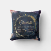 天月誕生統計Keepsakeネイビー子供部屋 クッション (正面)