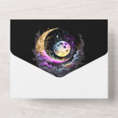 天月銀河系夜の三日月星ファンタジー オールインワン招待状 (裏面)