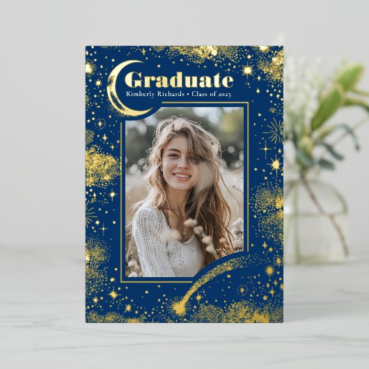 天月・星の大学院写真卒業 箔招待状 (立ち正面)