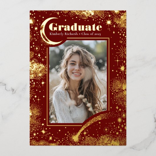 天月・星の大学院写真卒業 箔招待状 (正面)