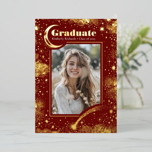 天月・星の大学院写真卒業 箔招待状 (立ち正面)