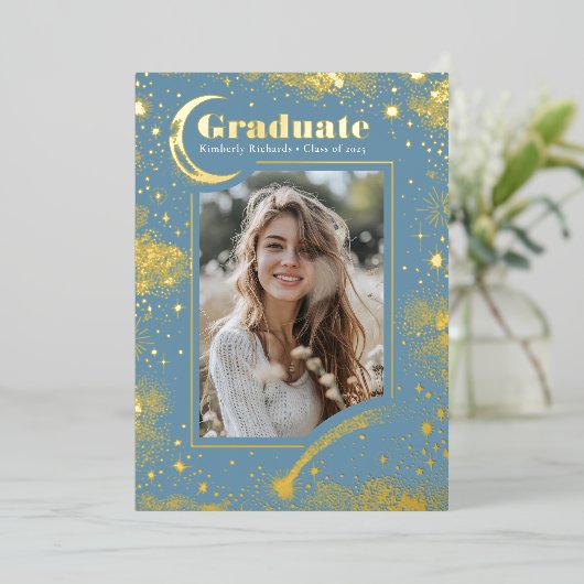 天月・星の大学院写真卒業 箔招待状 (立ち正面)