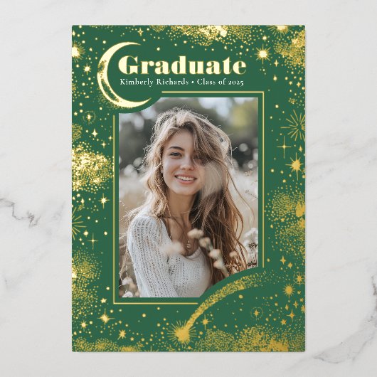 天月・星の大学院写真卒業 箔招待状 (正面)