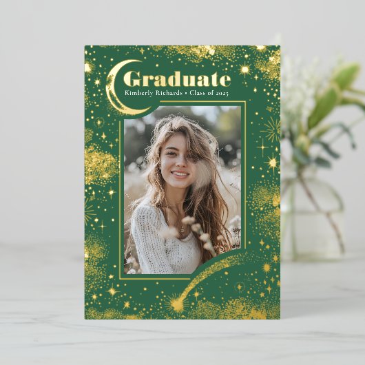 天月・星の大学院写真卒業 箔招待状 (立ち正面)