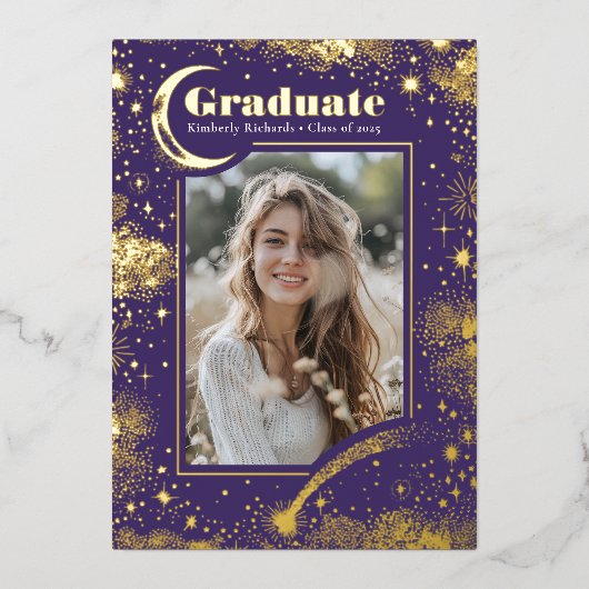 天月・星の大学院写真卒業 箔招待状 (正面)