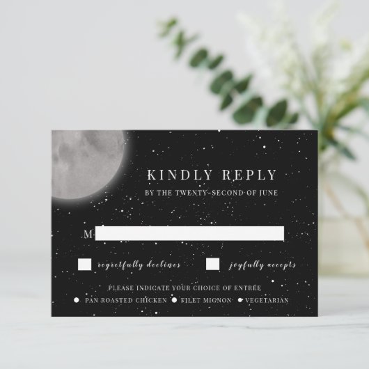天月&星RSVPカードと食事の選択 招待状 (スタンド正面)