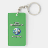 天気が人生を形作る。世界気象日。 キーホルダー (裏面)