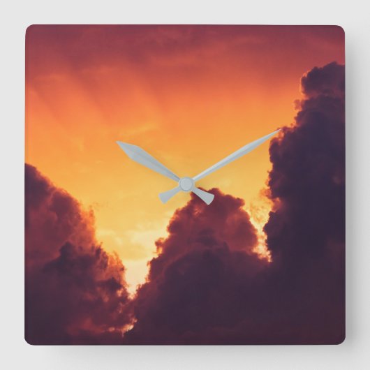 天気の良い スクエア壁時計 (正面)