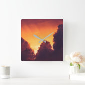 天気の良い スクエア壁時計 (ホーム)