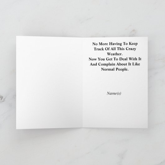 天気予報の気象予報士の退職証 シーズンカード (内部)