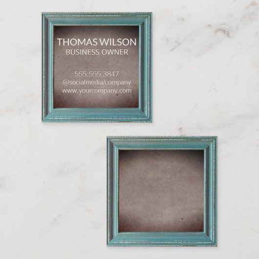 天気予報フレーム |茶色のテクスチャ スクエア名刺 (正面/裏面)