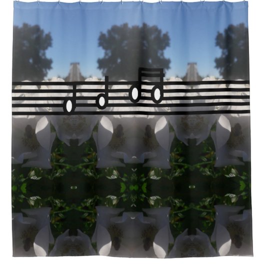 天気付きフラワーシャワー シャワーカーテン (正面)