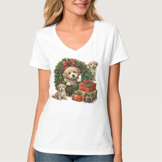 天気犬のクリスマス Tシャツ (正面)