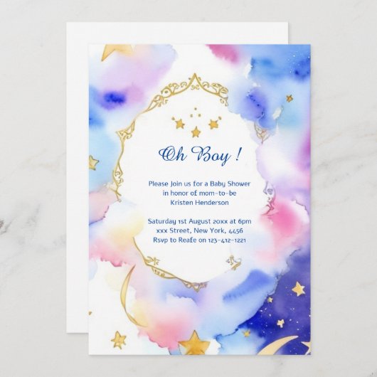 天水彩赤ちゃんシャワー招待状 招待状 (正面/裏面)