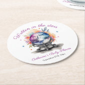 天水晶ボール星占いベビーシャワー ラウンドペーパーコースター (アングル)