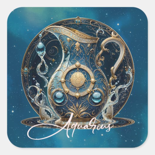 天水無記名黒金ゴールド水族館 スクエアシール (正面)