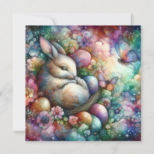 天水色バニーイースターエッグクリスチャン シーズンカード (正面)