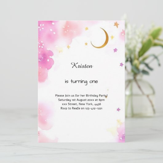 天水色誕生日招待状 招待状 (スタンド正面)