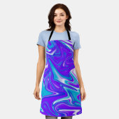 天波：青い白と紫の大理石 エプロン (着用した状態)