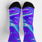 天波：青い白と紫の大理石 ソックス (上部)