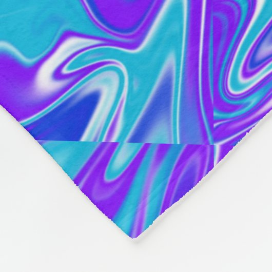 「天波 – 青い白と紫の大理石 フリースブランケット (角)