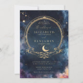 天海ミッドナイトブルーエレガントな結婚式 招待状 (正面)