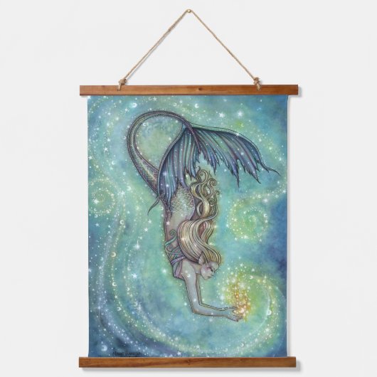 天海人魚の木材トップウォールタペストリー 吊り下げ型タペストリー (正面)