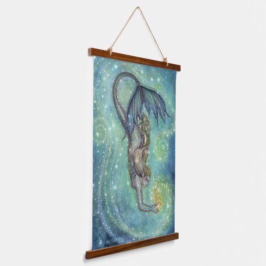 天海人魚の木材トップウォールタペストリー 吊り下げ型タペストリー (傾斜あり)