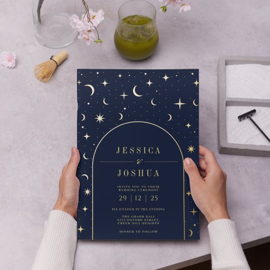 天海軍アーチフレームスタームーンゴールデン 箔招待状