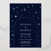 天海軍アーチフレームスタームーンシルバー 箔招待状 (正面)