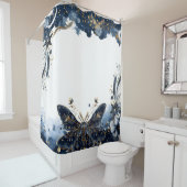 天海軍ブルーと金ゴールドガ シャワーカーテン (インサイチュ)