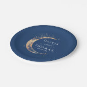 天海軍ブルーと金ゴールド神秘結婚の ペーパープレート (アングル)