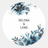 天海軍ブルーフローラ結婚ズ封筒用シール ラウンドシール (正面)