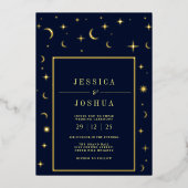 天海軍ブルーヴィンテージスタームーンゴールデンフォイル 箔招待状 (正面)